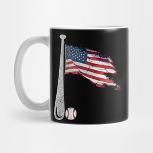Vintage American Flag Baseball Men Boy Patriotic 4th Of July T-Shirt Mug
